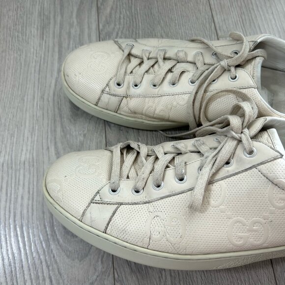 Gucci Ace GG Embossed White Sneakers - Picture 6 of 11